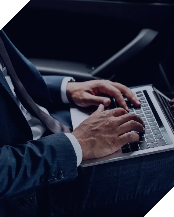 Business professional working securely on a laptop