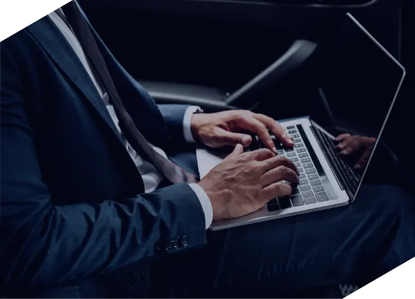 Business professional working securely on a laptop